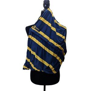 Zoozatz Button Michigan Scarf/Nursing Blue Yellow Striped 52in x 26in